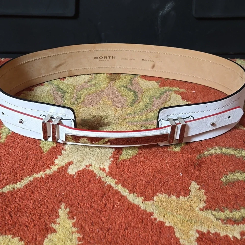Worth New York White Leather Women's Belt
